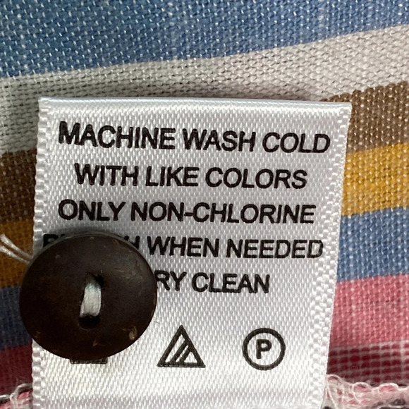 Xirena Pink Sunrise Banded Neck Long Sleeve Ruffle Striped Jensen Shirt Size S - Picture 12 of 12